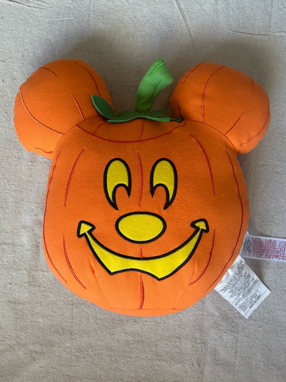 Disney Parks Halloween 2022 Mickey Pumpkin Pillow Jack-O-Lantern Orange Plush